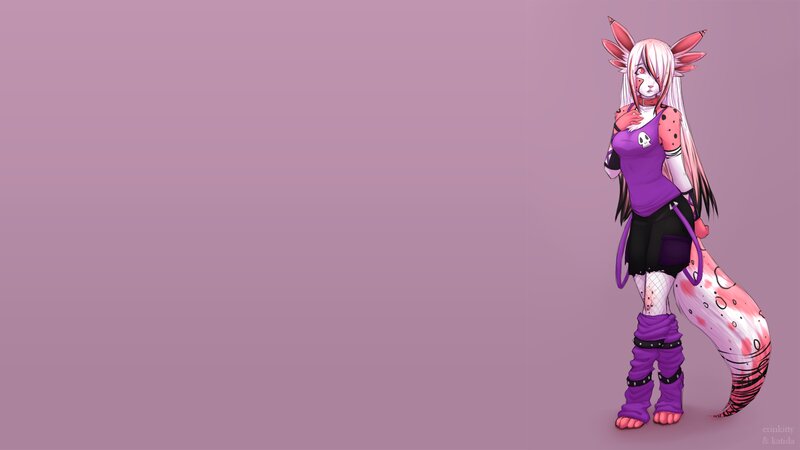 Anime Girl with Fox Ears — Purple, Calm, Digital Art