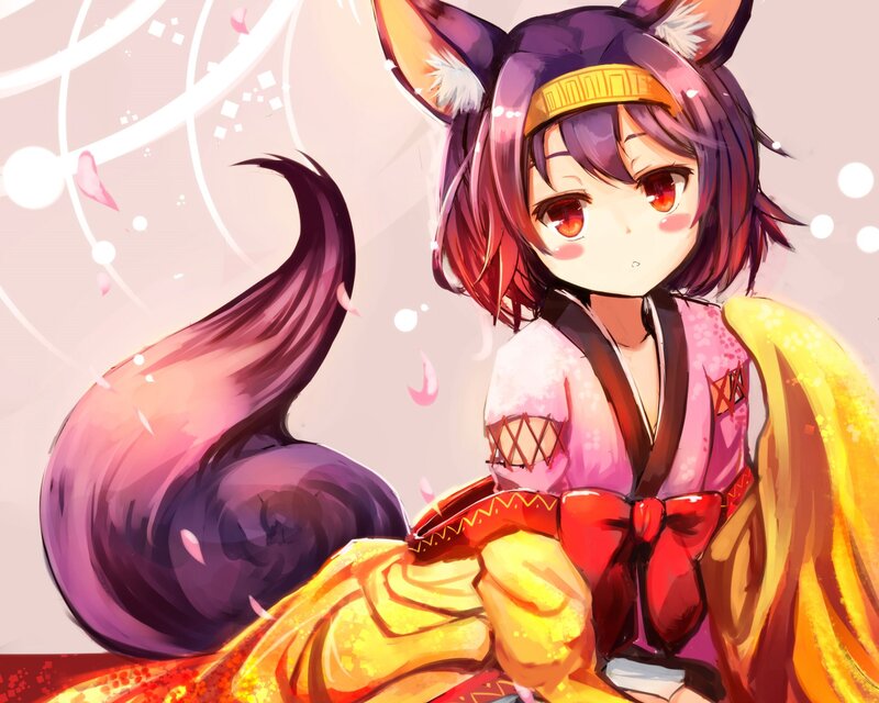 Anime Girl with Fox Ears — Purple, Calm, Spring