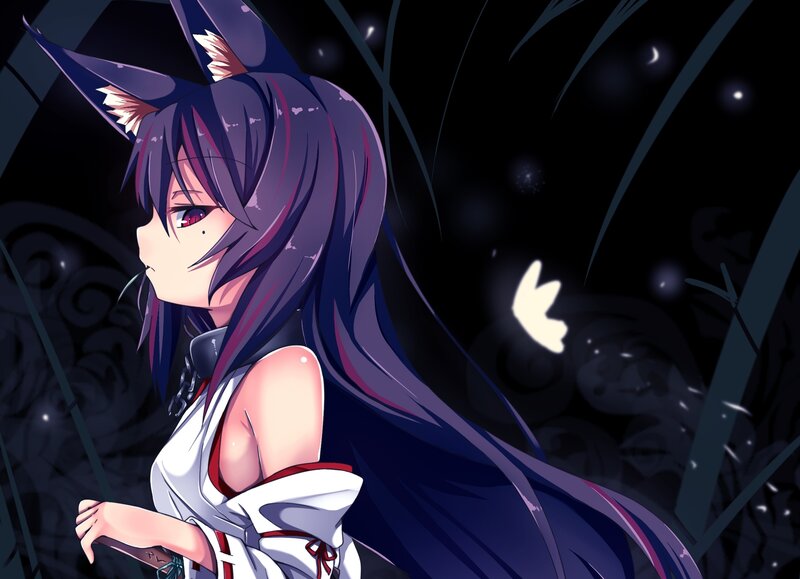 Anime Girl with Fox Ears — Purple, Mysterious