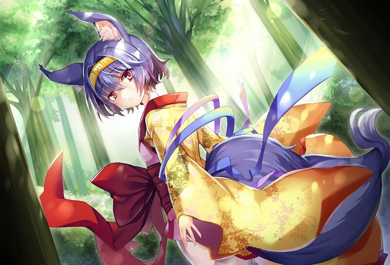 Anime Girl with Fox Ears — Purple, Serene, Morning