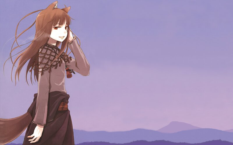 Anime Girl with Fox Ears — Purple, Serene, Sunset, Fox Ears