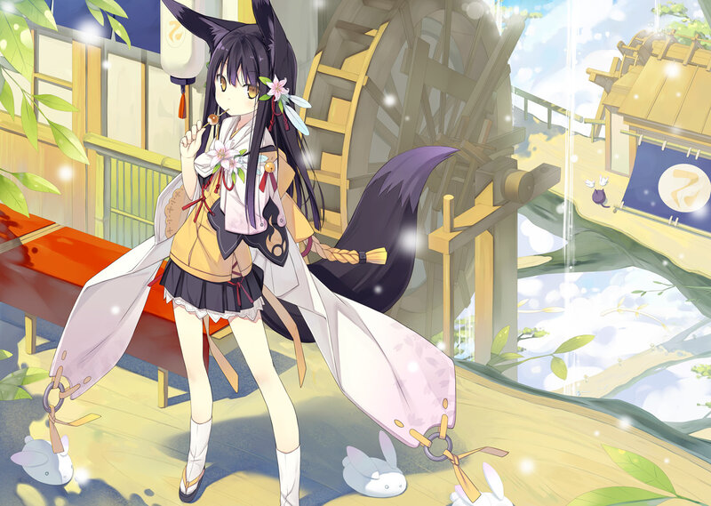 Anime Girl with Fox Ears — Purple, Serene