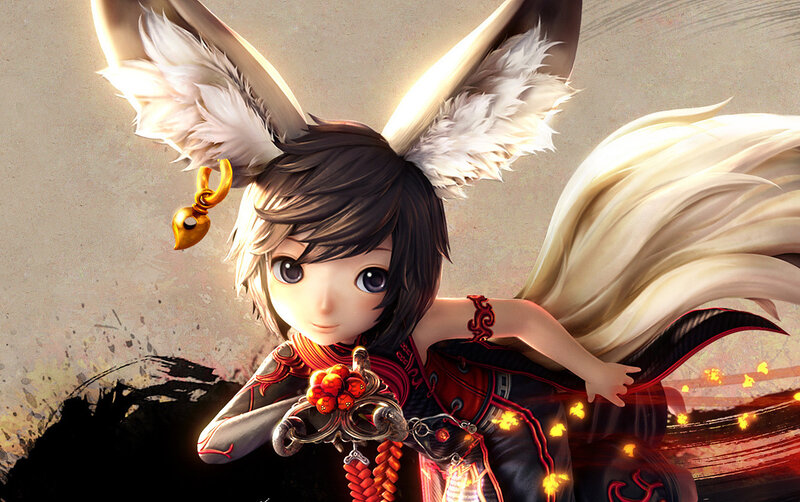 Anime Girl with Fox Ears — Red, Dramatic, Digital Art