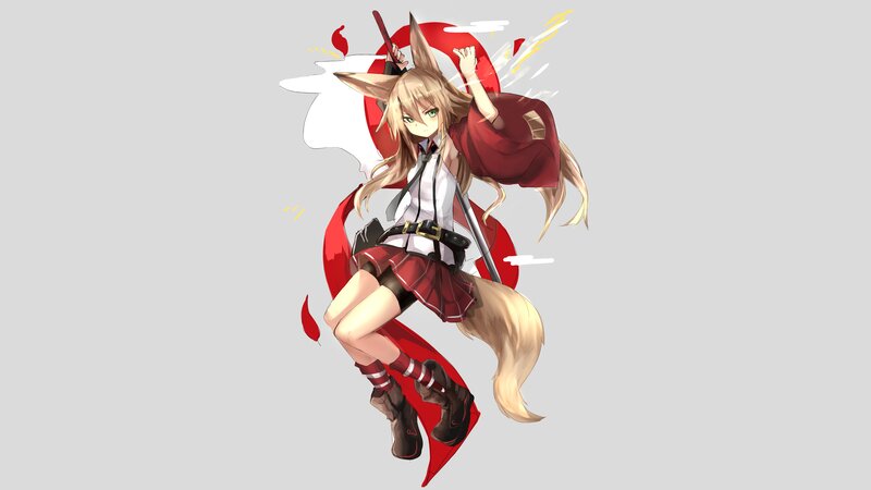 Anime Girl with Fox Ears — Red, Dynamic