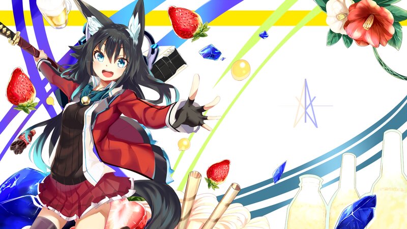 Anime Girl with Fox Ears — Red, Energetic