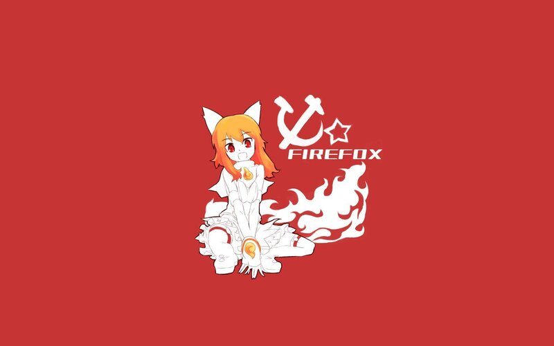 Anime Girl with Fox Ears — Red, Stylized
