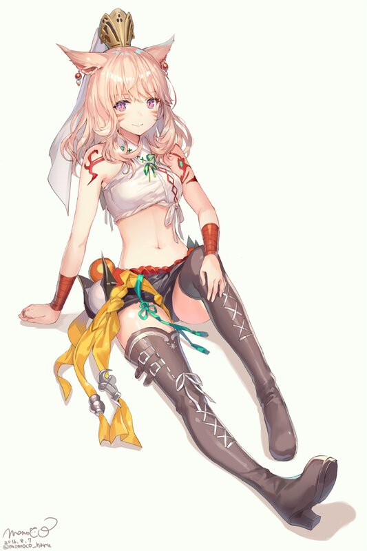 Anime Girl with Fox Ears — White, Calm, Digital Art, Fox Ears, Boots