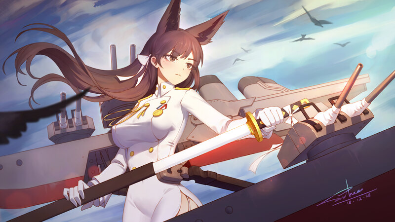 Anime Girl with Fox Ears — White, Dramatic, Afternoon