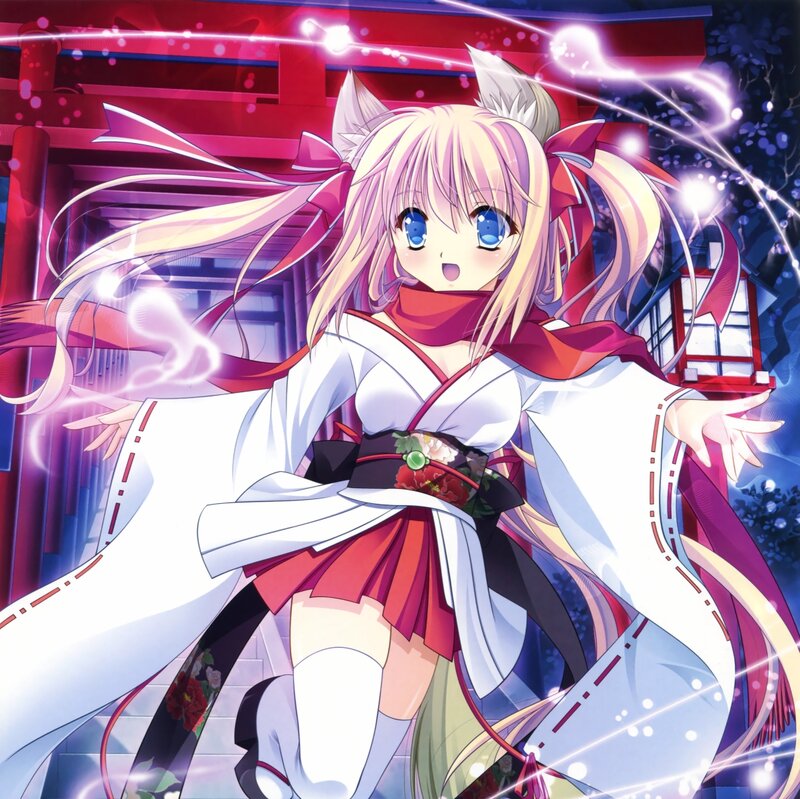 Anime Girl with Fox Ears — White, Energetic
