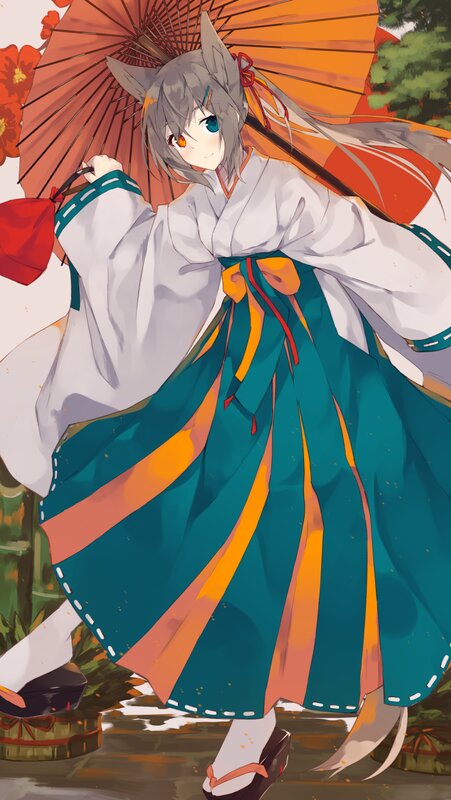 Anime Girl with Fox Ears — White, Serene, Afternoon, Digital Art