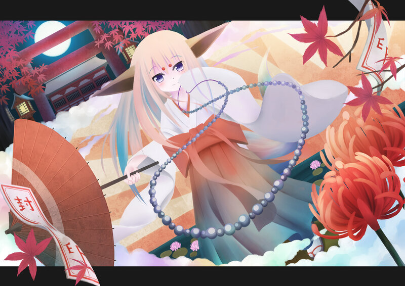 Anime Girl with Fox Ears — White, Serene