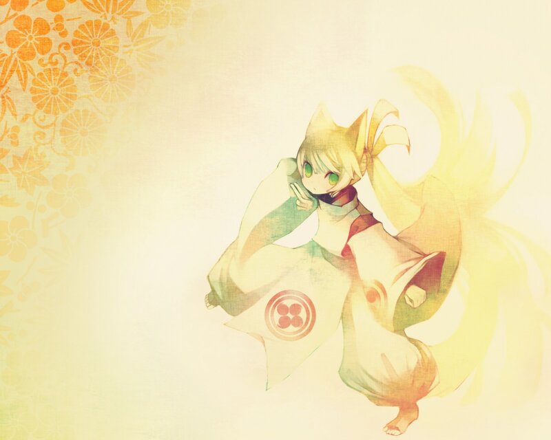 Anime Girl with Fox Ears — Yellow, Serene