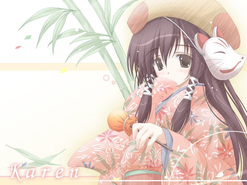 Anime girl with fox mask