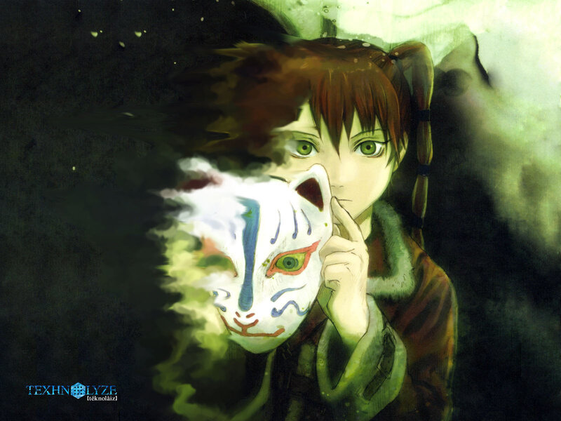 anime girl with fox mask