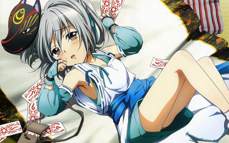 anime girl with fox mask