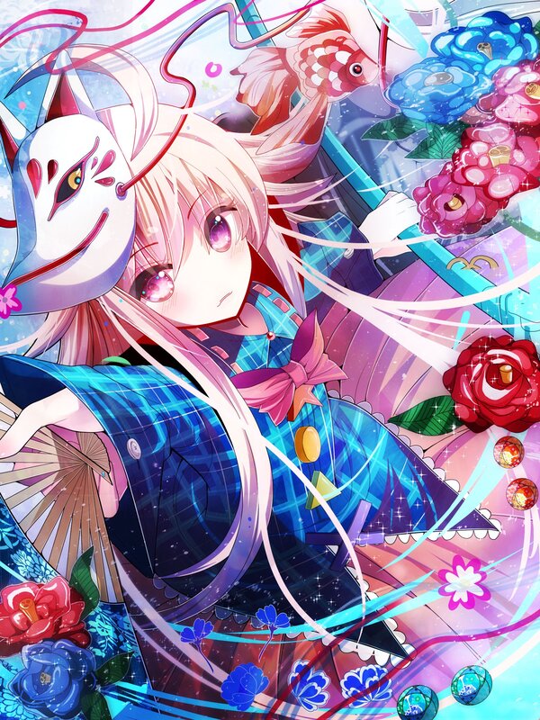 Anime girl with fox mask
