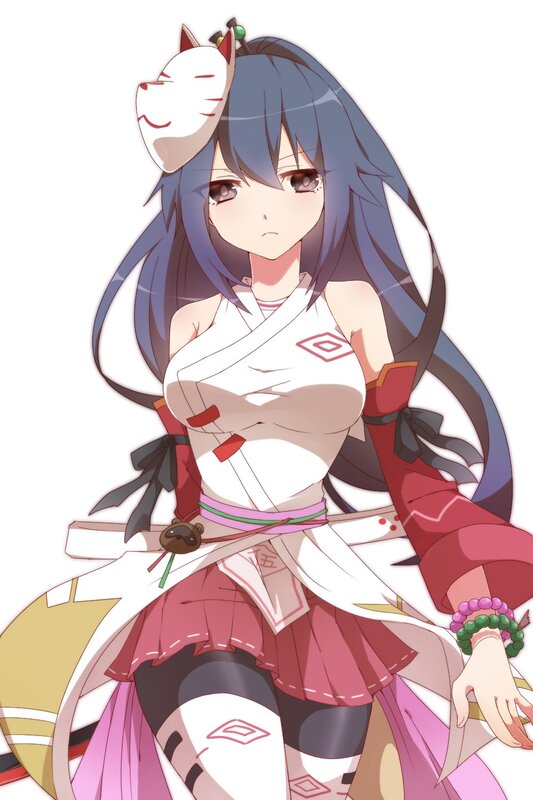 anime girl with fox mask