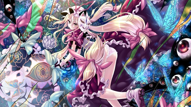 anime girl with fox mask