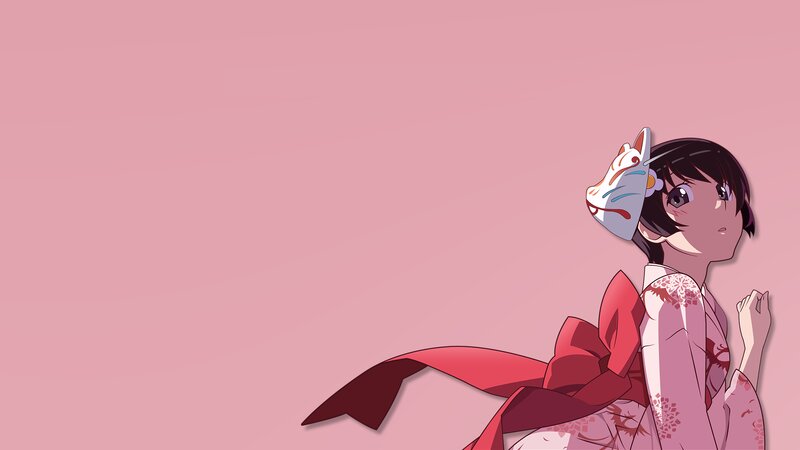 Anime Girl with Fox Mask — Pink, Calm