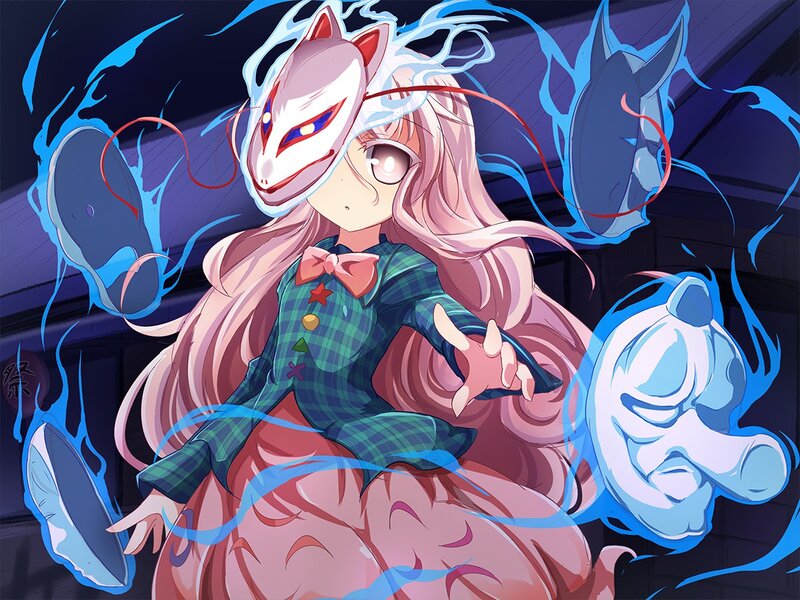 Anime Girl with Fox Mask — Pink