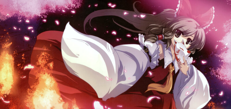 Anime Girl with Fox Mask — Red