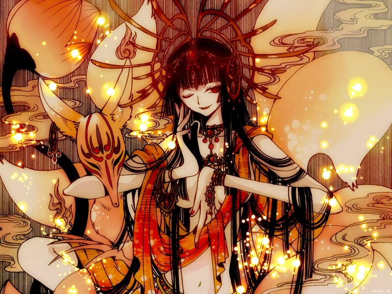 Anime Girl with Fox — Orange