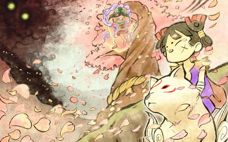 Anime girl with fox spirit