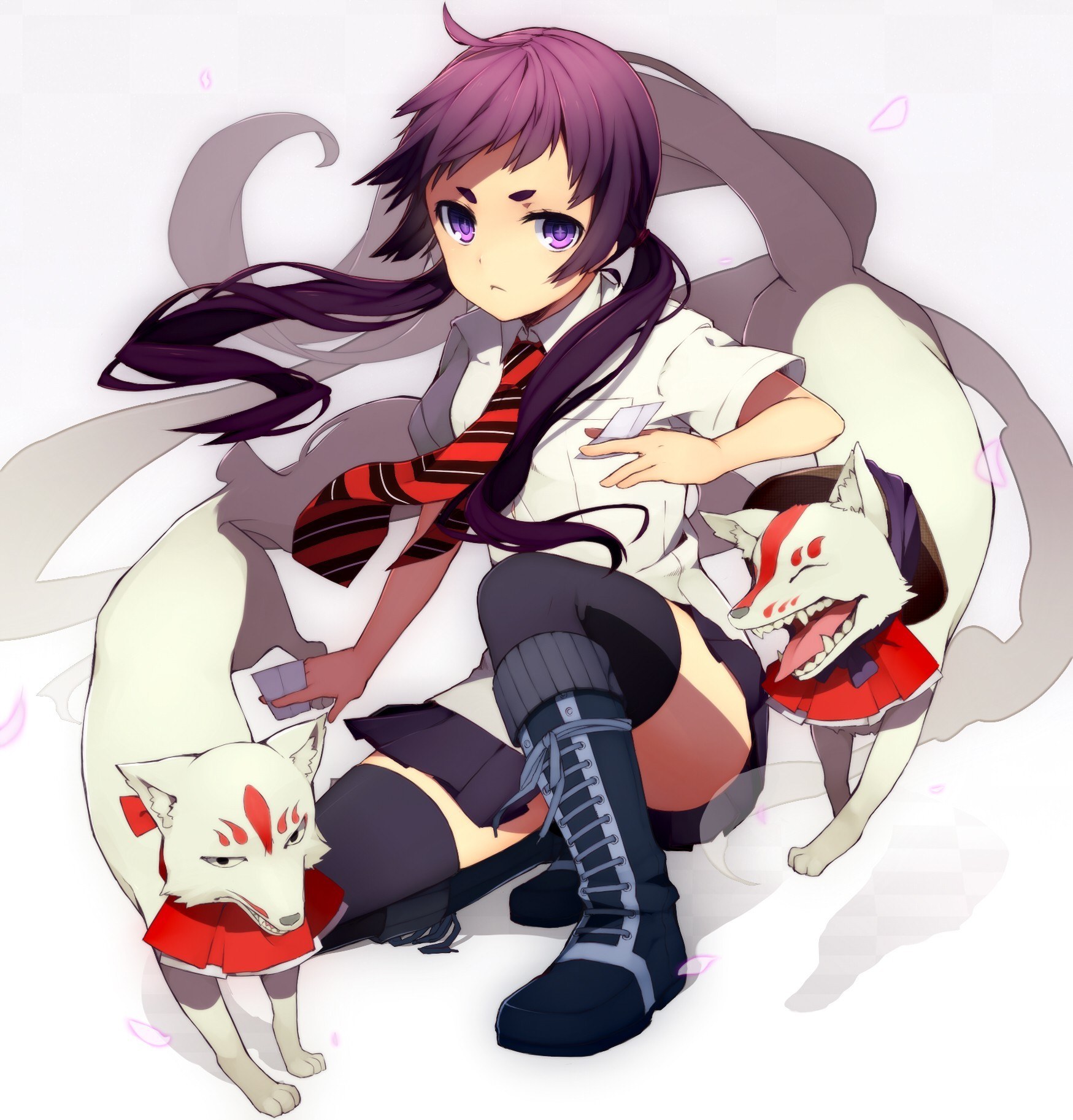 anime girl with fox spirits