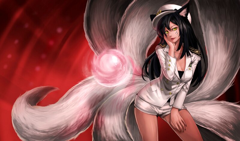 Anime Girl with Fox Tail — Red