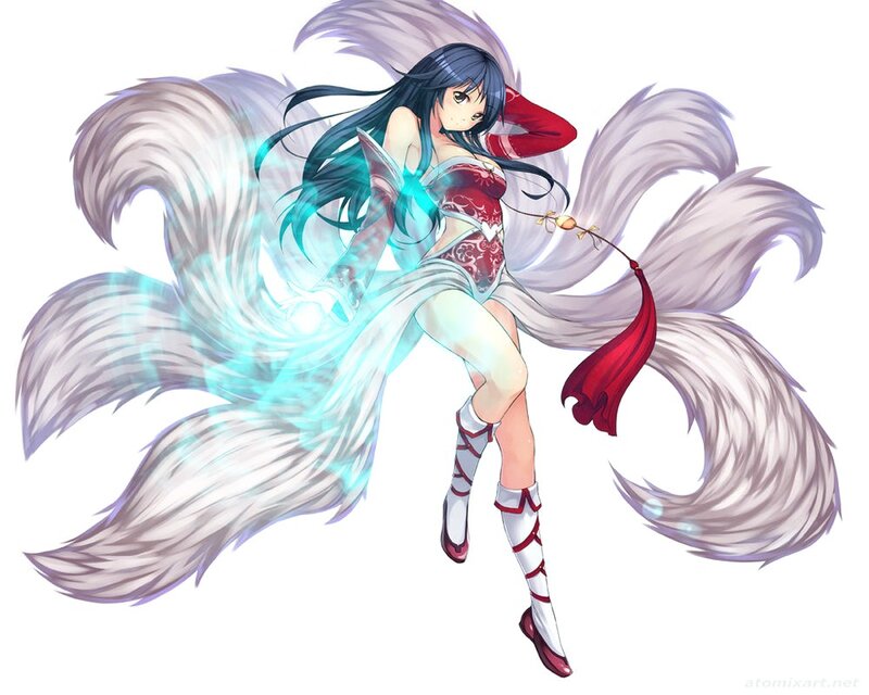 anime girl with fox tails