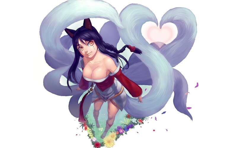 anime girl with fox tails