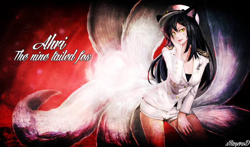 Anime Girl with Fox Tails — Red