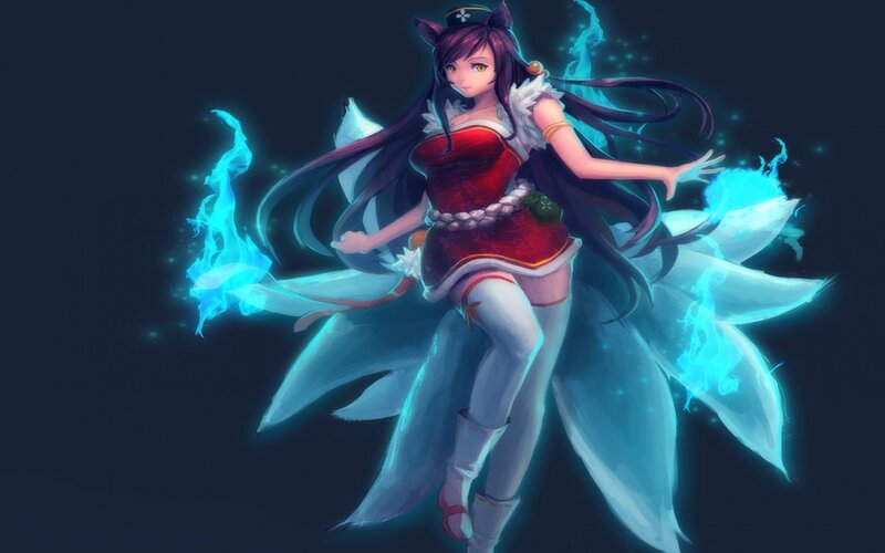 anime girl with fox tails