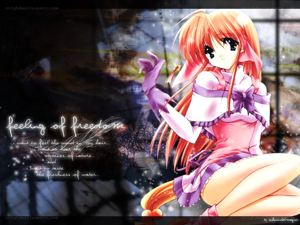 Anime girl with freedom theme