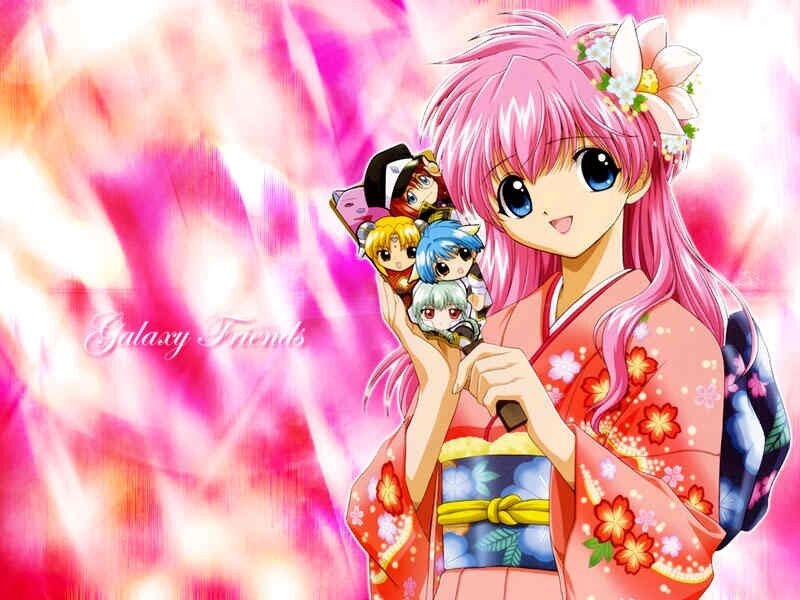 Anime girl with friends