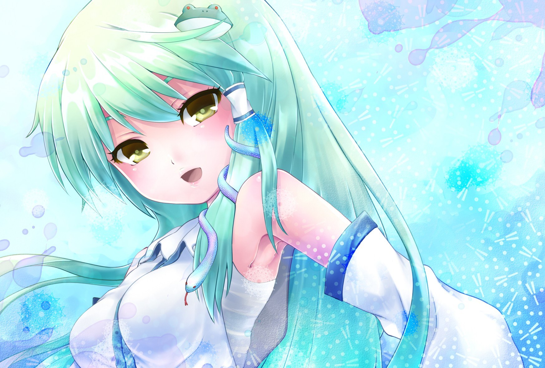 anime girl with frog and snake
