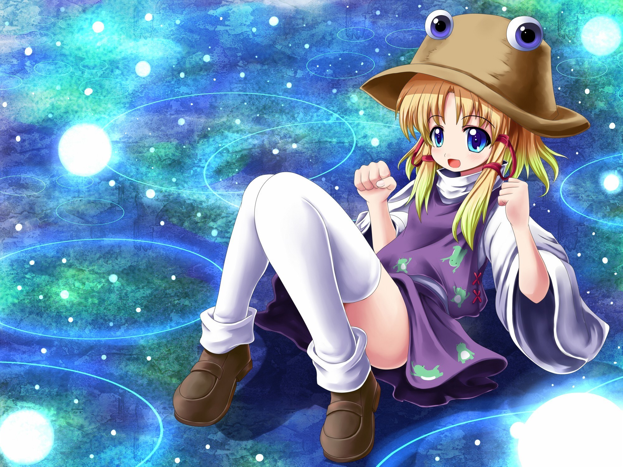 anime girl with frog hat