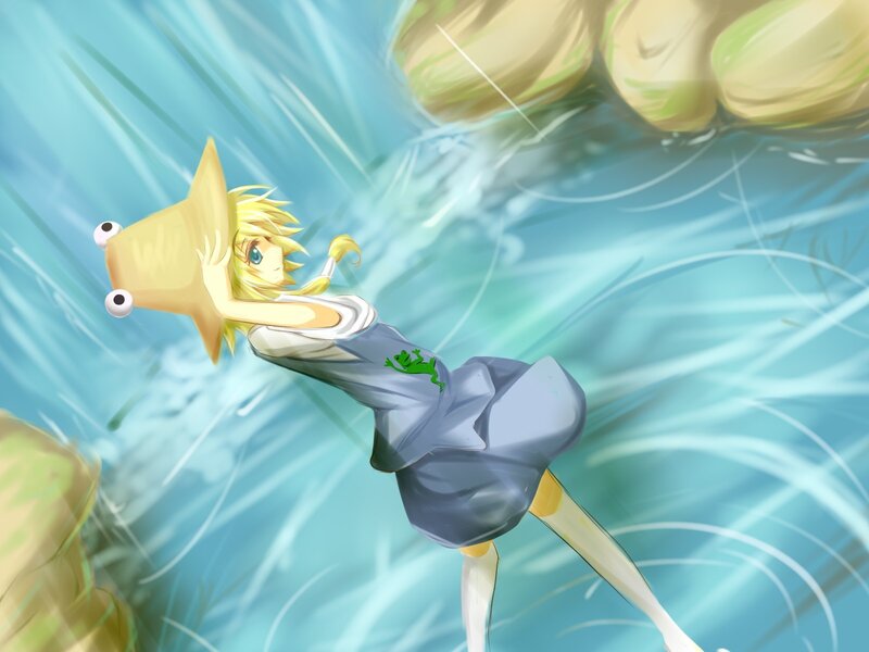 anime girl with frog hat
