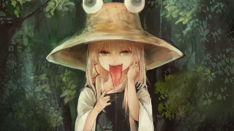 Anime Girl with Frog Hat — Green