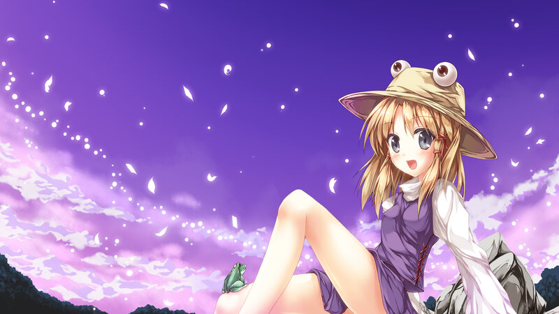 Anime Girl with Frog Hat — Purple