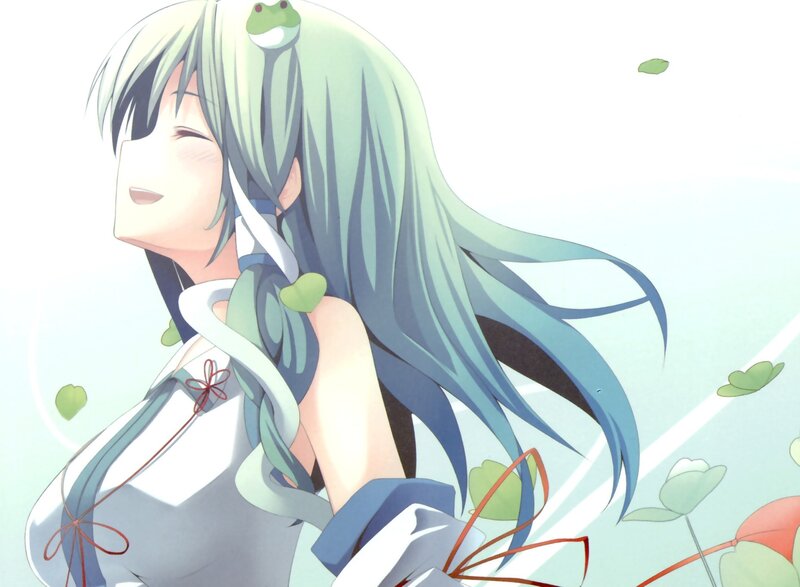 anime girl with frog on head