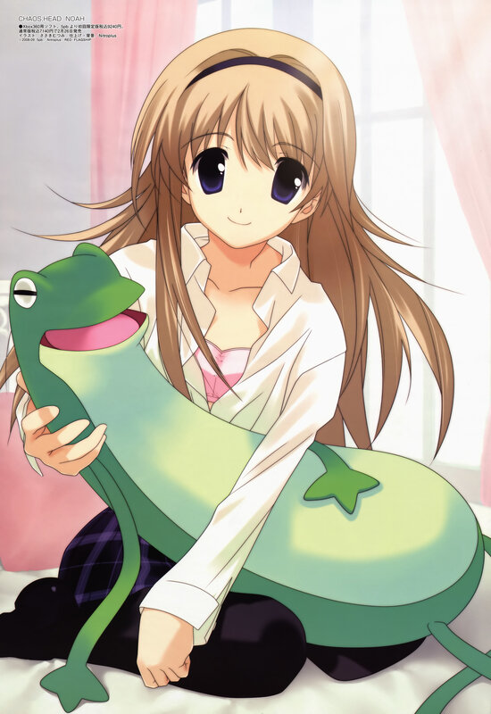 Anime girl with frog plushie