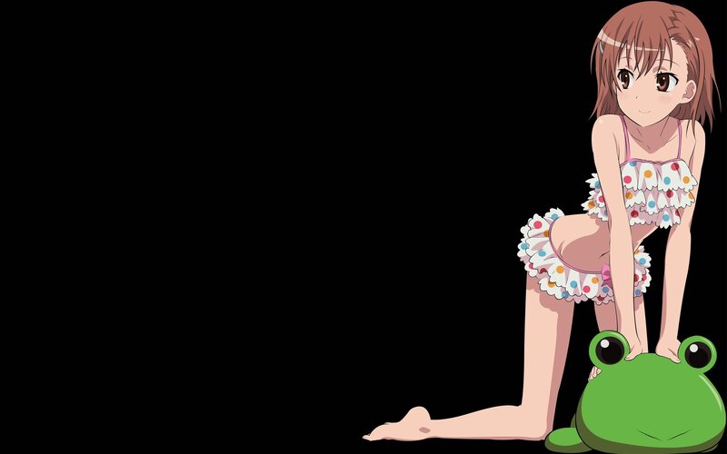 anime girl with frog toy