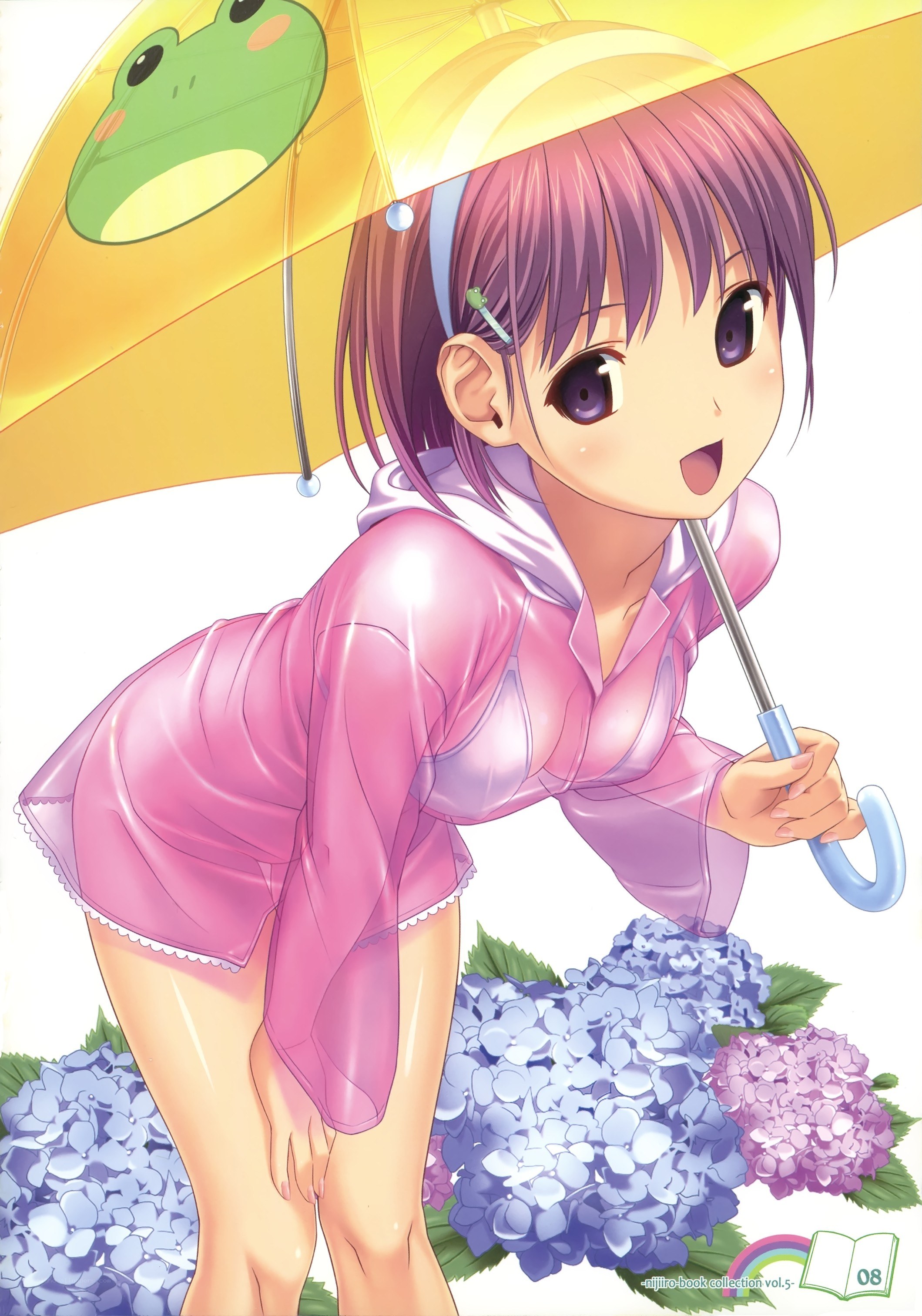 Anime girl with frog umbrella