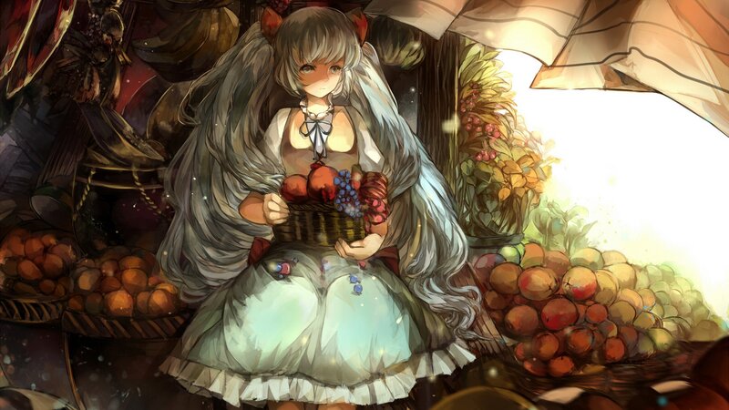 anime girl with fruit basket