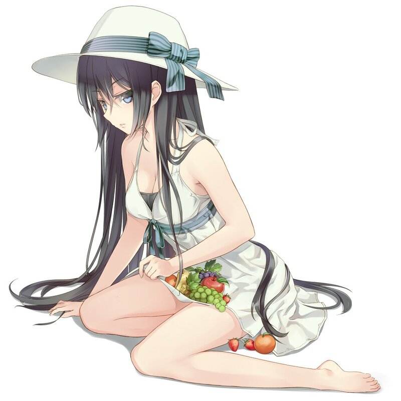 Anime girl with fruit basket