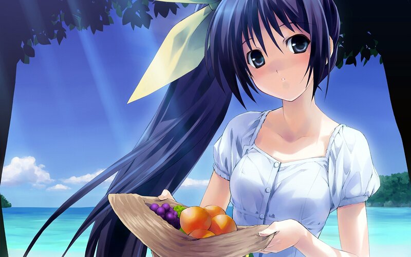 Anime girl with fruit basket