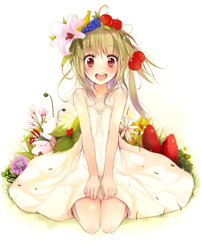 anime girl with fruit crown