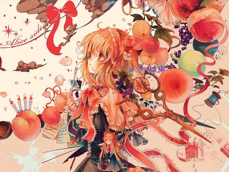 Anime Girl with Fruit — Orange
