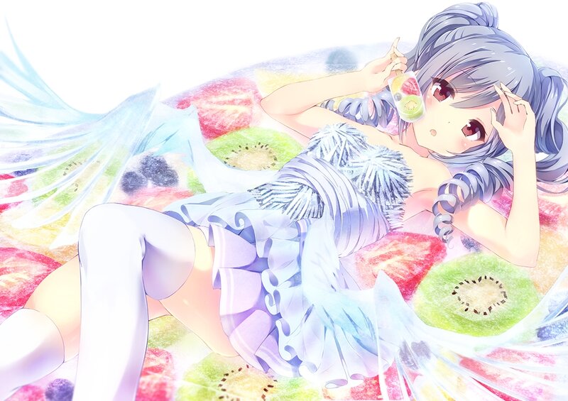 Anime Girl with Fruit — Purple
